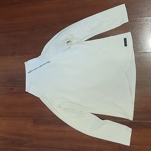 Calvin Klein Womens Cream Fleece Sweater 1/4 Zip Mock Neck